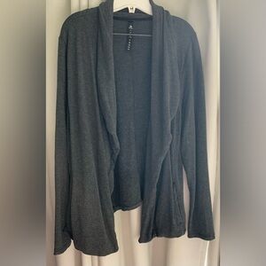 90 Degree by Reflex Women’s Gray Open Cardigan, Side Pockets, 96% Rayon; Size XL